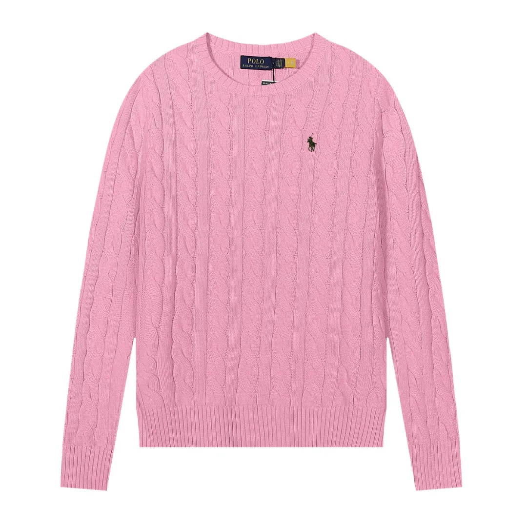 P230 The highest quality in the market, you can scan the code. Import and export version Lauren Ralph Lauren new round neck embroidered sweater (in stock👀) 100% pure cotton yarn wool shrunk to ensure no pilling and no deformation Size: XS S M L Color: black white navy gray yellow yellow khaki blue purple red pink